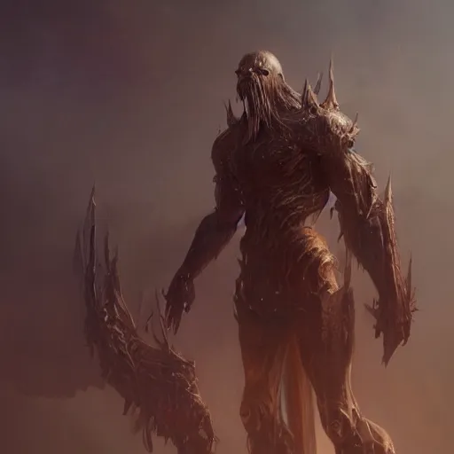 Prompt: a boss from elden ring, humanoid, full body portrait, concept art, digital art, smooth, sharp focus, beautifully detailed, cinematic lighting, epic, by greg rutkowski