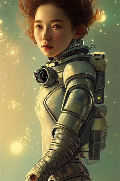 Prompt: portrait armored astronaut girl, looking for alien, ssci-fi, neon light and ufo effect, fantasy, intricate and very very beautiful and elegant, highly detailed, digital painting, artstation, concept art, smooth and sharp focus, illustration, art by tian zi and WLOP and alphonse mucha