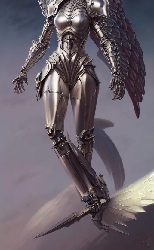 Prompt: Fantasy Concept character art of a angel female in biomechanical knight armor, sci-fi, highly detailed, digital painting, artstation, concept art, smooth, sharp focus, illustration, art by artgerm and greg rutkowski and alphonse mucha