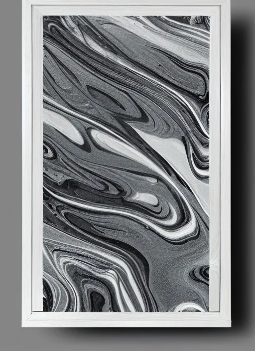 Prompt: tempered glass art gray abstract fluid marble