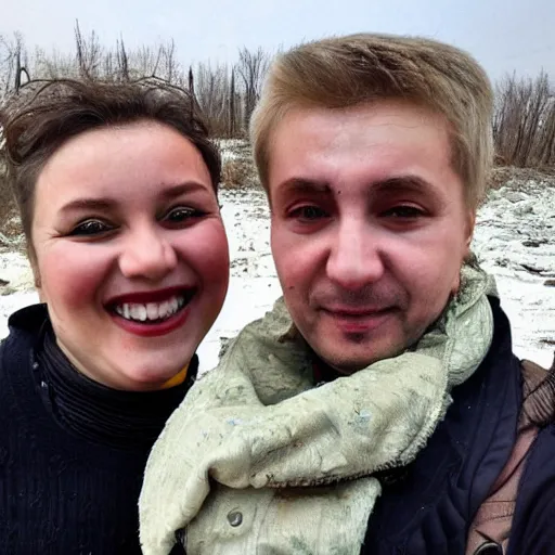 Prompt: last selfie from ukraine after nuclear - war