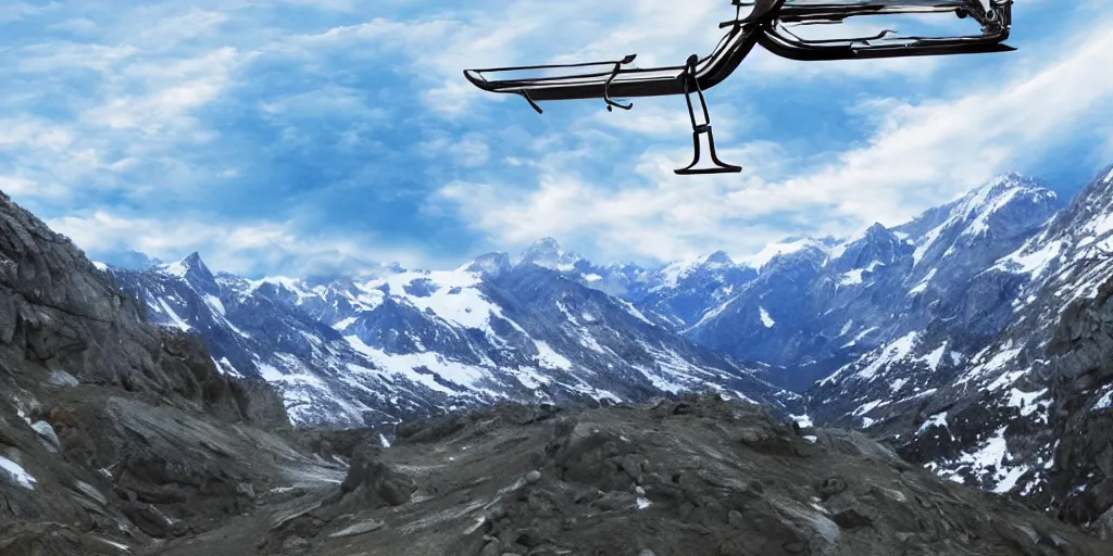 Prompt: ski liftspare parts, mountains at background, clear weather, artistic style, 8 k