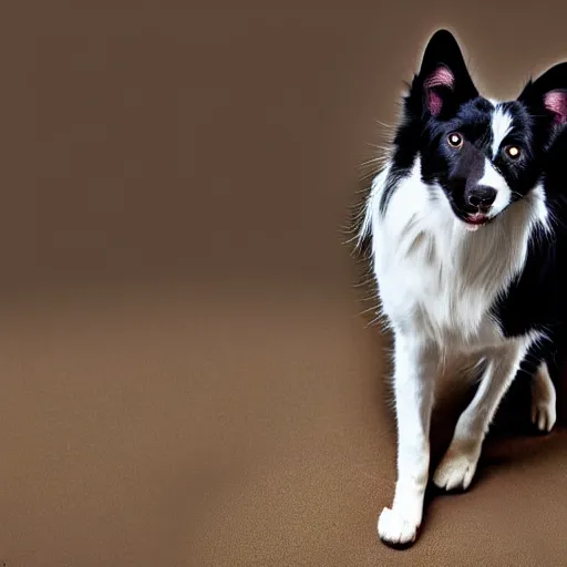 Prompt: a feline border collie - cat - hybrid, animal photography