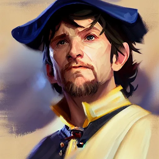 Prompt: greg manchess portrait painting of bilbo beutlin as overwatch character, medium shot, asymmetrical, profile picture, organic painting, sunny day, matte painting, bold shapes, hard edges, street art, trending on artstation, by huang guangjian and gil elvgren and sachin teng