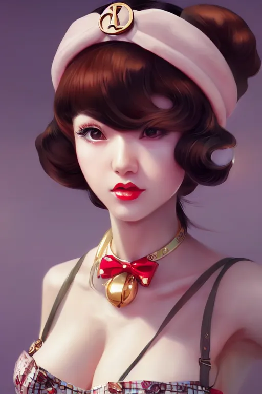 Image similar to a pin up and beautiful fashion charming dreamlke japan girl with lv jewelry, character art, art by artgerm lau and wlop and and ilya kuvshinov and john singer sargent, hyperdetailed, 8 k realistic, symmetrical, frostbite 3 engine, cryengine, dof, trending on artstation, digital art