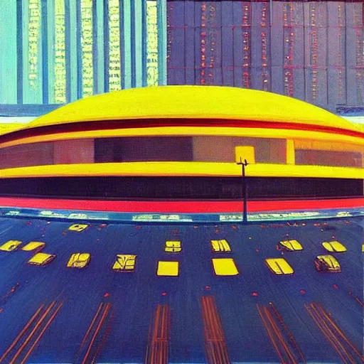 Image similar to “Wayne thiebaud neo-Tokyo gleaming sunny day”