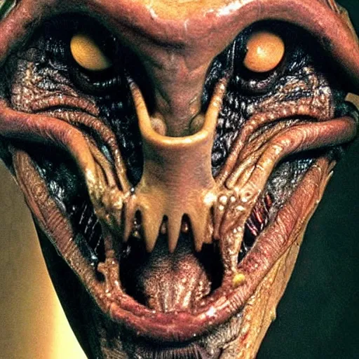 Prompt: the humanoid alien from the predator movie. realistic.