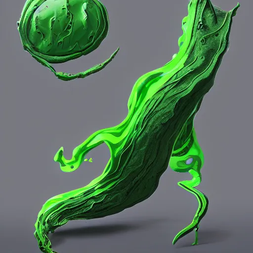 Prompt: A giant amorphous slime creature, walking into work and leaving a trail of green goop behind itself, trending on artstation,