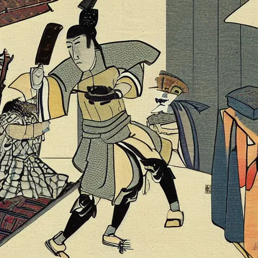 Prompt: the ecstatic reveries of a drunken samurai