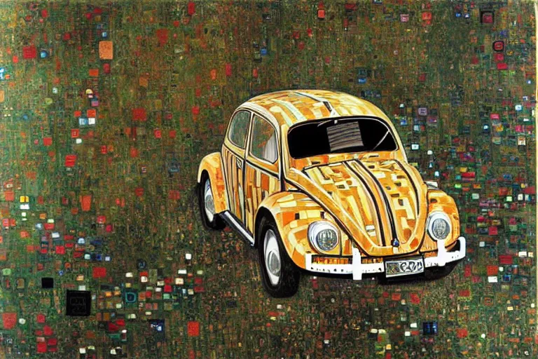 Image similar to gustav klimt vw beetle