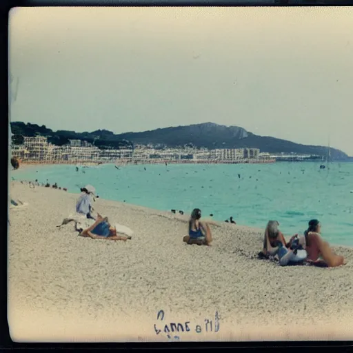 Image similar to an old polaroid photo of the cannes beach