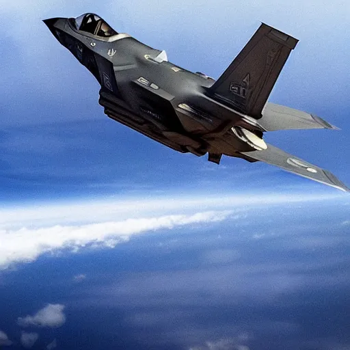 Image similar to “f-35 dogfight in the sky, world war 3, cinematic, atmospheric, high definition”