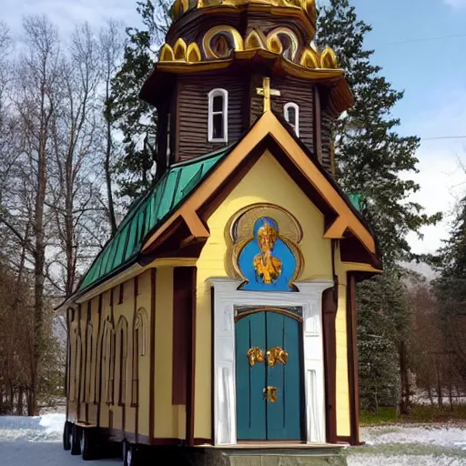 Image similar to tiny home that looks exactly like a scaled - down st volodymyr's cathedral.