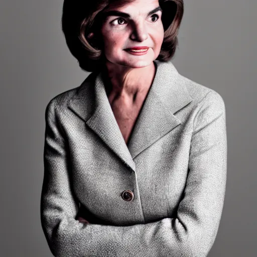 Prompt: Fully-clothed full-body portrait of Jacqueline Kennedy Onassis, XF IQ4, 50mm, F1.4, studio lighting, professional, 8K