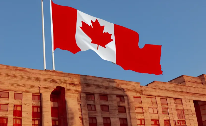 Prompt: communist canada official flag, clean, minimalist, flag design