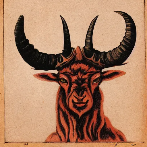Prompt: A portrait of a demonic horned goat