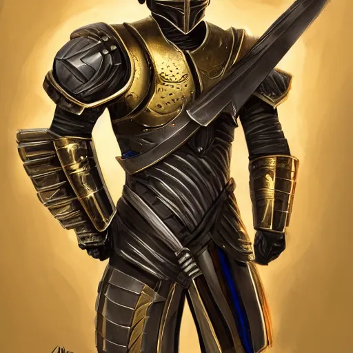 Image similar to Full body portrait of a futuristic super-soldier wearing roman style mechanized body armor and wielding a gold-slaying sword, D&D, fantasy, elegant, hopeful, muscular, gothic, futuristic, intelligent, highly detailed, digital painting, artstation, concept art, smooth, sharp focus, illustration