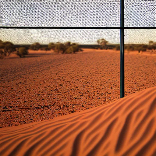 Prompt: bio-sensor net for monitoring the australian desert, XF IQ4, 150MP, 50mm, F1.4, ISO 200, 1/160s, dawn