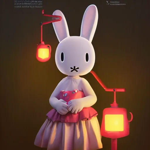 Prompt: Miffy-Miffy Bon-Bons the Bunny Girl, huggy wuggy from poppy playtime video game, fullbody, ultra high detailed, glowing lights, oil painting, Greg Rutkowski, Charlie Bowater, Beeple, unreal 5, DAZ, hyperrealistic, octane render, RPG portrait, dynamic lighting, fantasy art, beautiful face