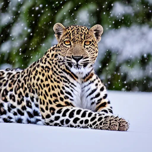 Image similar to a snowy leopard gryphon