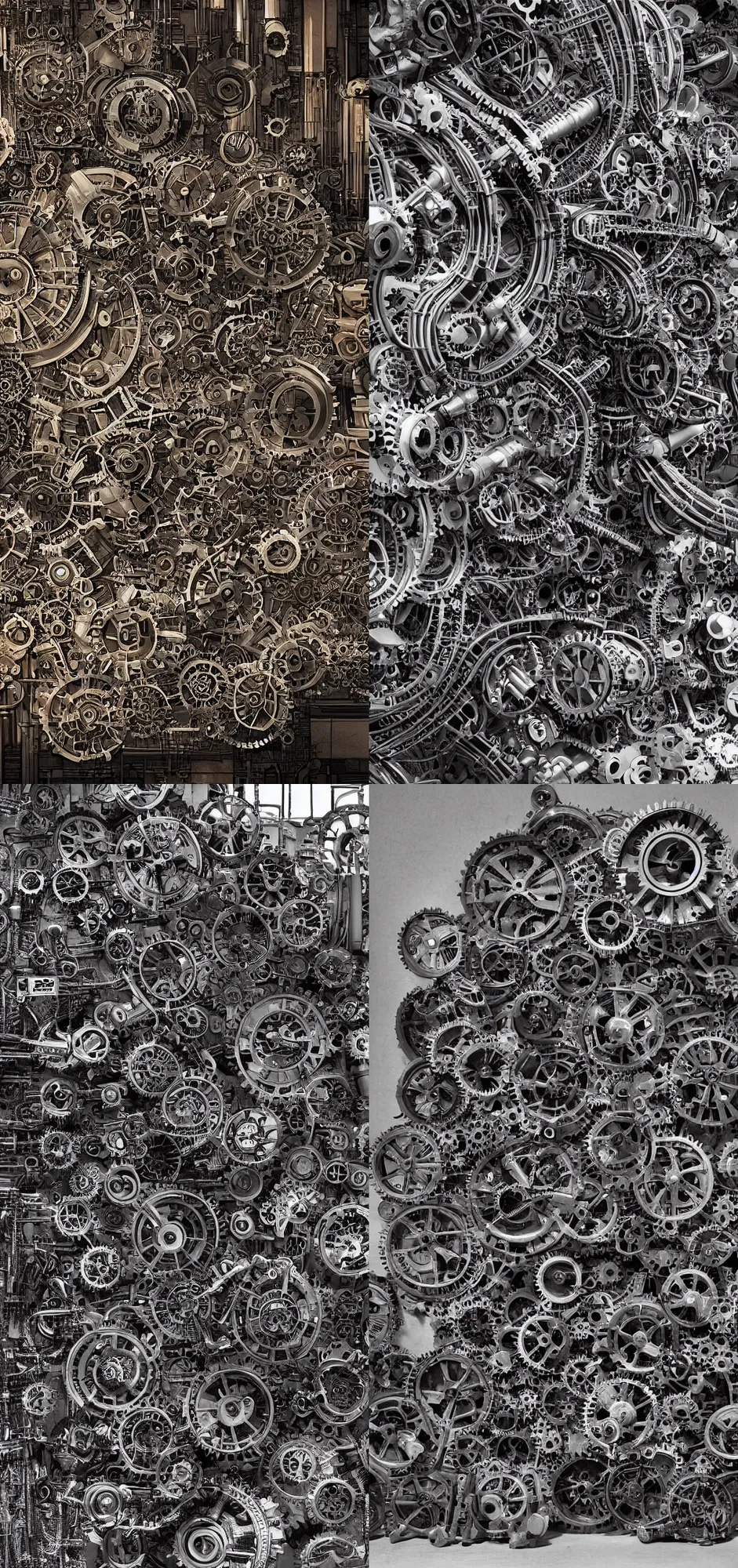 Prompt: a sprawling complex of pipes and gears in the style of Bazinski,