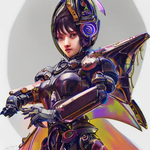 Image similar to studio portrait of lawful good colorful female holy mecha paladin absurdly beautiful, elegant, young sensual graceful woman, ultrafine hyperrealistic detailed face illustration by kim jung gi, irakli nadar, intricate linework, sharp focus, bright colors, matte, octopath traveler, final fantasy, unreal engine highly rendered, global illumination, radiant light, intricate environment