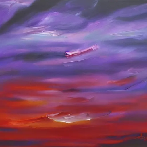 Image similar to expressive oil painting of the sky with purple and red colors, h - 1 0 2 4