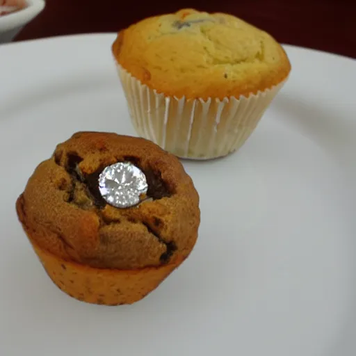 Prompt: diamond embedded in muffin