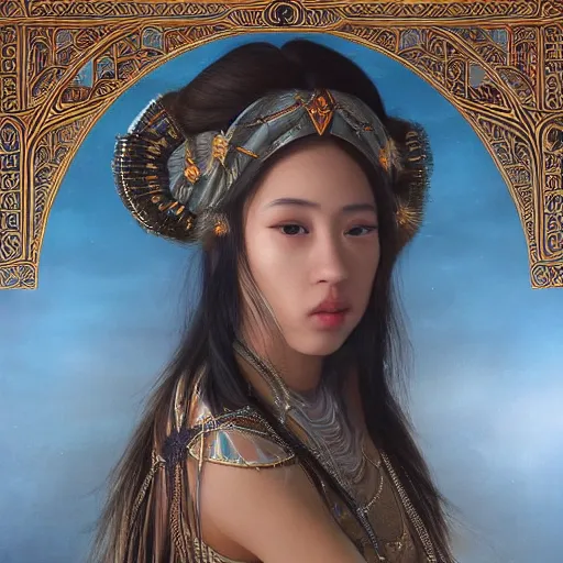 Prompt: An extremely beautiful pre-raphaelite ornate portrait of a very beautiful Dayak native, ultradetailed, intricate, elegant, digital art painting, smooth, sharp focus, magazine art cover illustration, regal, award winning picture, extremely detailed masterpiece, sense of awe, featured on Artstation, Artgerm, ethereal bubbles, Aetherpunk, atmospheric lightning, Exquisite floral details, 8K detail post-processing