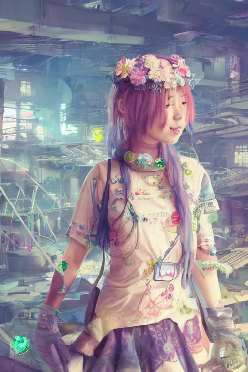 Image similar to solarpunk girl kawaii, ultra realistic, concept art, intricate details, highly detailed, photorealistic, octane render, 8 k