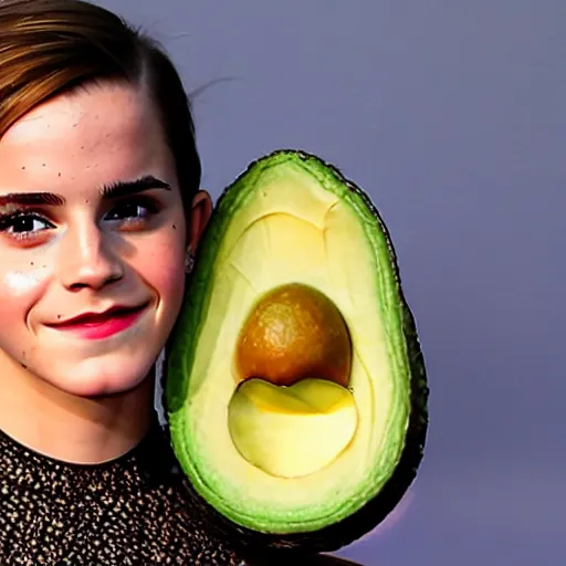 Image similar to emma watson as an avocado chair