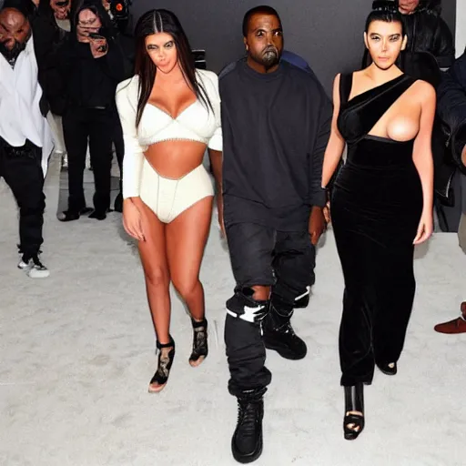 Prompt: kanye west defeated at the battle of kardashians, slain by pete the skete