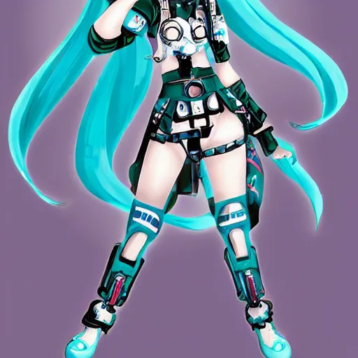 Image similar to hatsune miku in the artstyle of warhammer 4 0 k