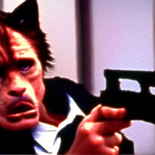 Image similar to a still of a cat in the movie reservoir dogs mr. pink