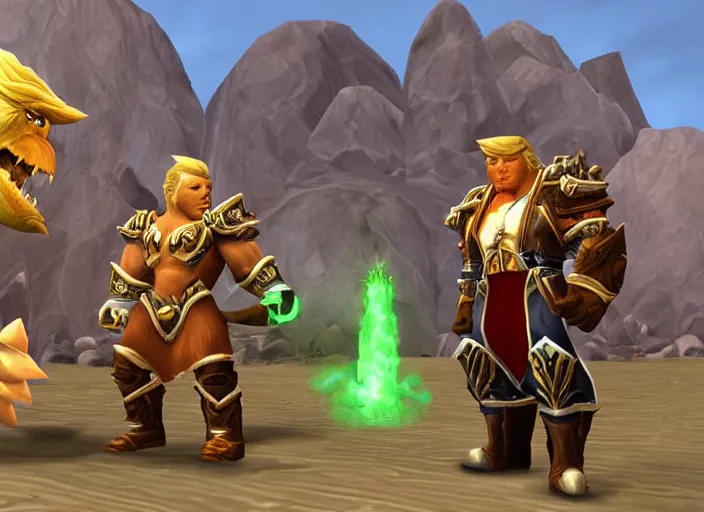 Image similar to donald trump as hero in world of warcraft