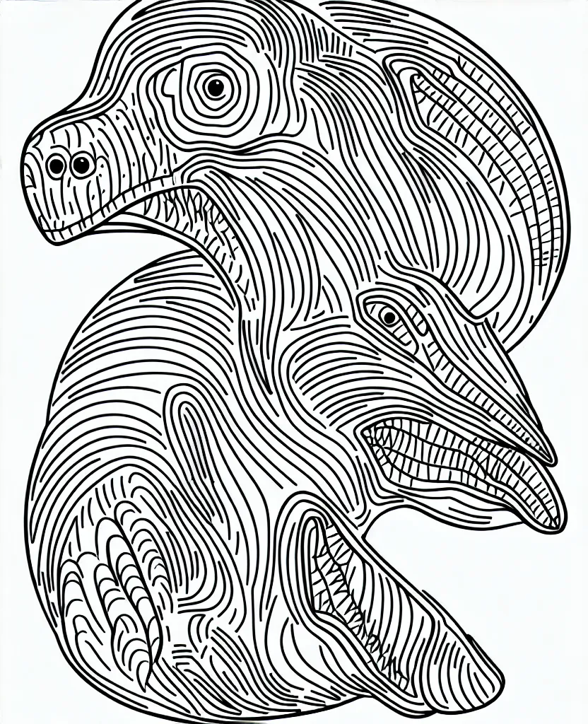 Image similar to trex dinosaur, symmetrical, accurate, simple clean lines, coloring book, graphic art, line art, vector art