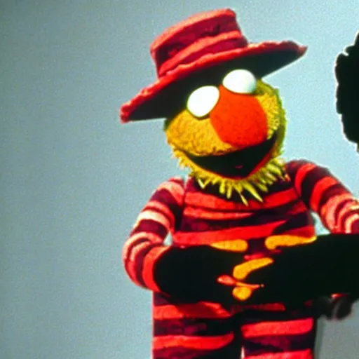Image similar to Freddy Krueger as a Muppet on Sesame Street