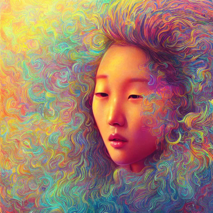 Prompt: kpop idol star, science fiction, extremely detailed, sharp focus, pastel colors, intricate, realistic, smooth, volumetric lighting, digital painting, by wlop, by peter max, by alex grey, by moebius