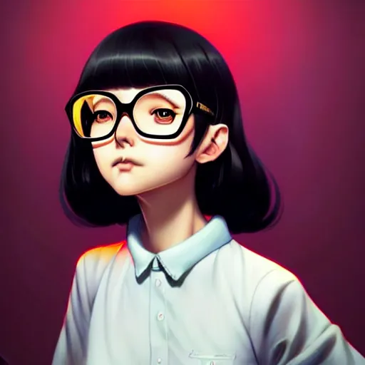 Prompt: a beautiful slim introverted black haired nerd girl, art by ilya kuvshinov and lois van baarle and ross tran and range murata and artgerm and andy warhol, norman rockwell, mystical trending on artstation hq, pinterest, unreal engine 5, 4 k uhd image,