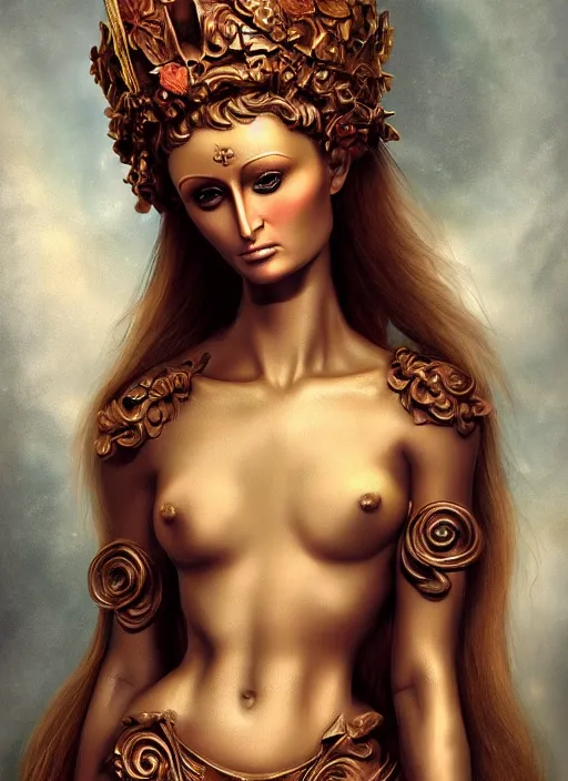 Image similar to paris hilton as a sculpture of persephone, goddess of the underworld, made by michelangelo, art station, concept art