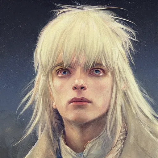 Image similar to howl from howl's moving castle as a realistic fantasy d & d character, closeup portrait art by donato giancola and greg rutkowski, realistic face, digital art, trending on artstation, symmetry!!