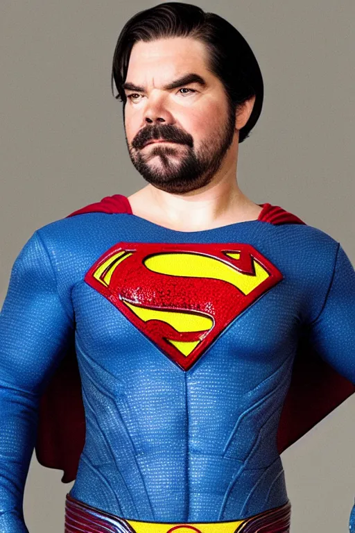 Prompt: matt berry as superman, highly detailed face