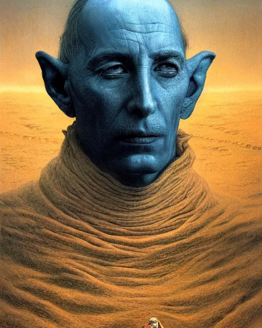 Prompt: portrait of paul atreides as messiah of dune, by beksinski and deville, intricate, hyperealistic, photoreal, 8 k resolution, modern high sharpness photo