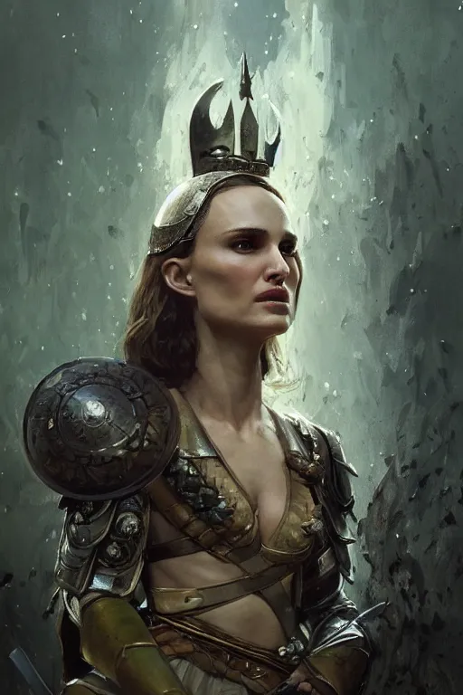 Image similar to natalie portman, legendary warrior, heroic, lord of the rings, tattoos, decorative ornaments, battle armor, by carl spitzweg, ismail inceoglu, vdragan bibin, hans thoma, greg rutkowski, alexandros pyromallis, perfect face, fine details, realistic shading photorealism