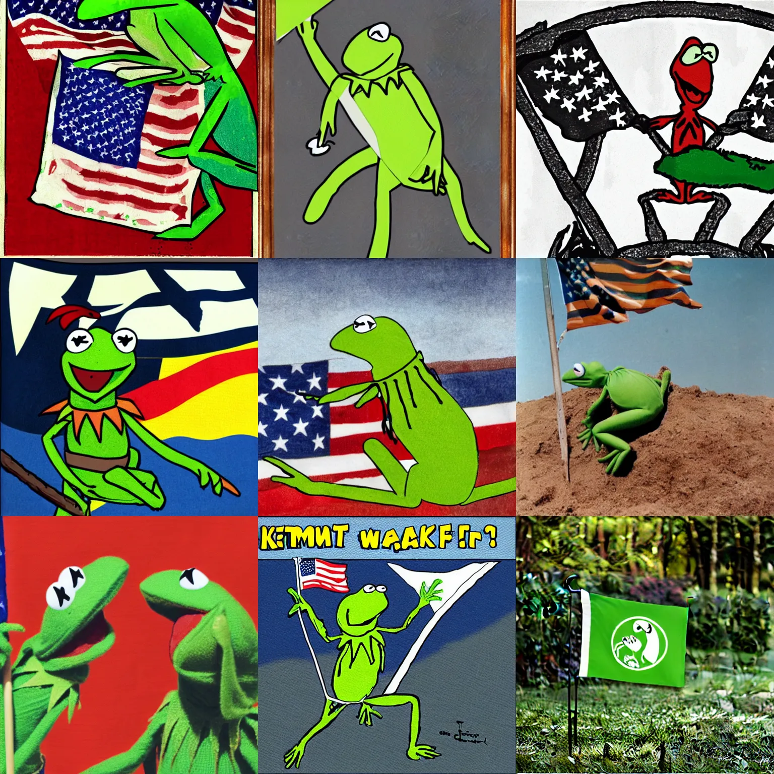 Prompt: kermit flag iwo jima