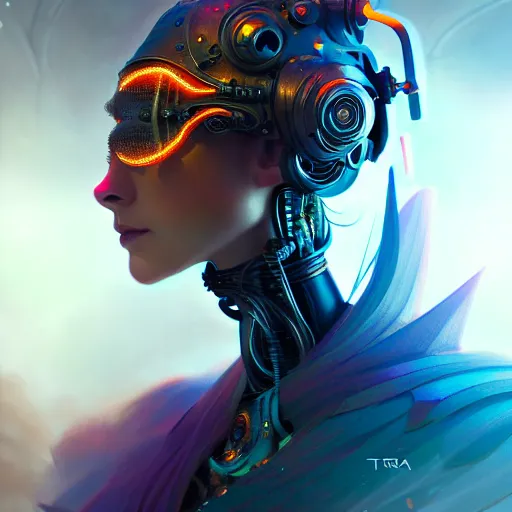 Image similar to the sage, whirwind of fire, tiara, robotic, android, cyborg, cyberpunk face, steampunk, by loish, d & d, fantasy, intricate, elegant, highly detailed, colorful, vivid color, digital painting, artstation, concept art, art by artgerm and greg rutkowski and ruan jia