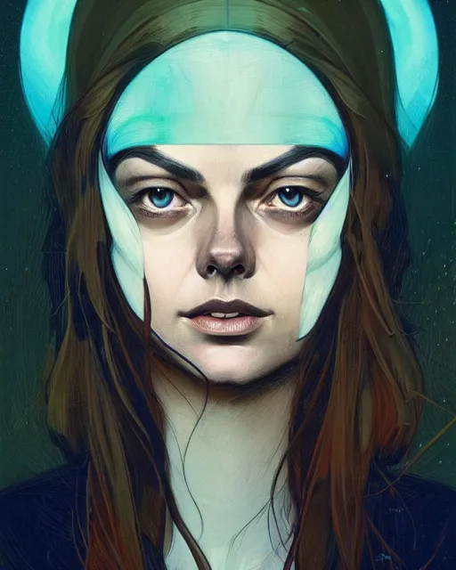 Prompt: in the style of Joshua Middleton comic art and Jules Bastien-Lepage, Samara Weaving, symmetrical face symmetrical eyes, full body, in an alleyway during The Purge, people fighting, night time dark with neon colors, fires