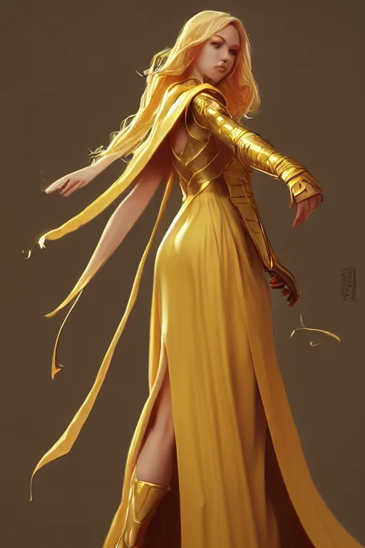 Prompt: Female cleric, golden robes, fantasy, artstationHD, octane, by artgerm and wlop
