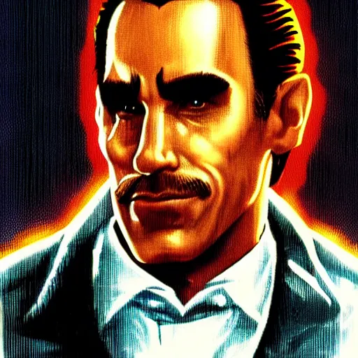 Image similar to portrait of daniel day - lewis in double dragon video game splash screen