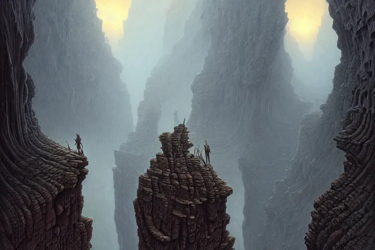 Prompt: a canyon made of giant skeletons, fantasy, sci - fi, intricate, elegant, dramatic lighting, highly detailed, lifelike, photorealistic, digital painting, artstation, concept art, smooth, sharp focus, illustration, art by beksinski and john blanche and paul dainton and albert aublet and artem demura and alphonse mucha